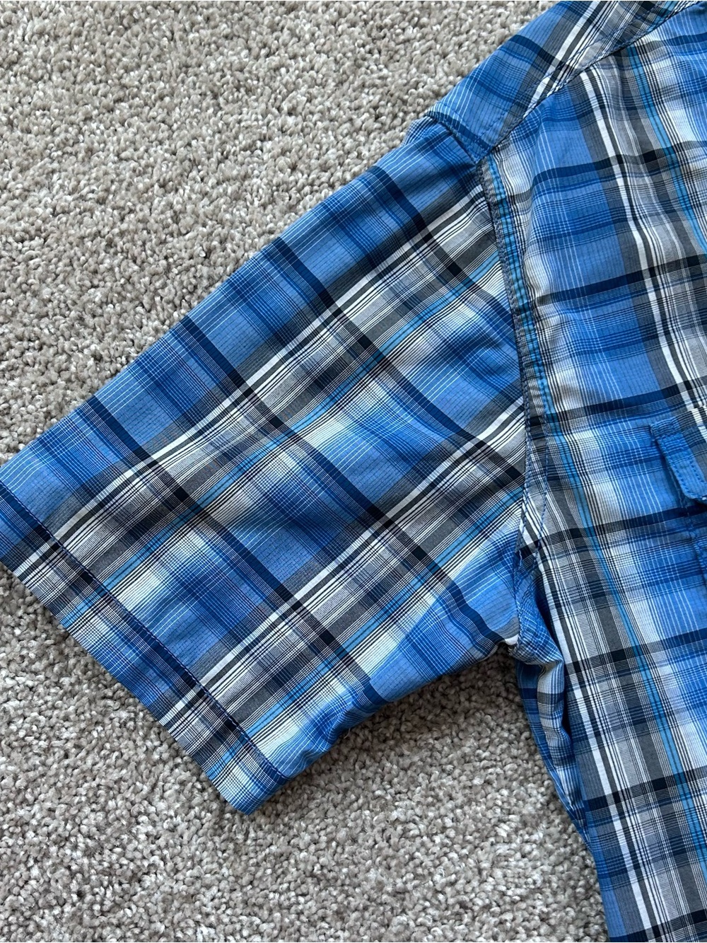 KUHL Eluxur Performance Shirt Mens Medium Blue Plaid Snap Button Hiking Gorpcore - Picture 4 of 9
